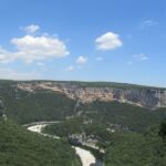 Eventually I had to hide the bike in the trees and continue by foot for this view of the Ardèche river.