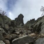 The route up to the ridge, a steep gully of scree.