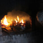 Getting the wood-fired oven going